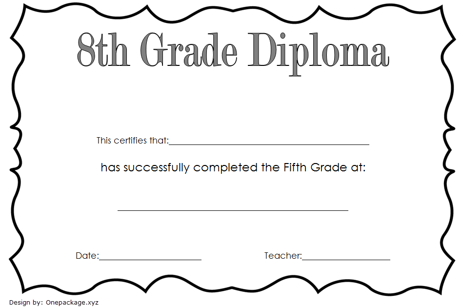8th Grade Graduation Certificate Template Free Printable (Accomplishments Unfolded): completion, promotion, Microsoft Word, PDF, Ontario, diploma.