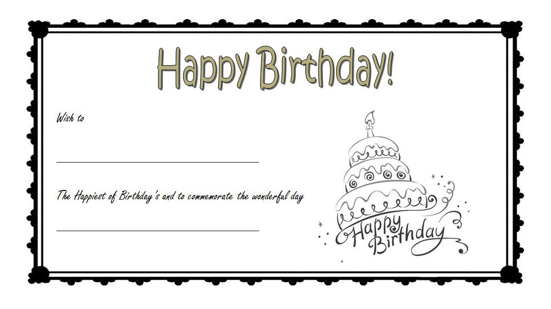 Happy Birthday Gift Certificate Template Free Editable (Celebrate in 2024 Style): massage, spa, tattoo, present, Microsoft Word, PDF, customizable.