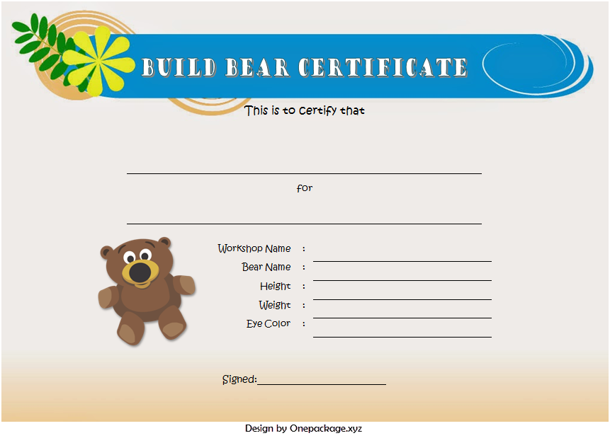 Teddy Bear Birth Certificate Template Free Download (100% Cuteness Overload): Microsoft Word, PDF, editable, printable, build a bear, workshop.