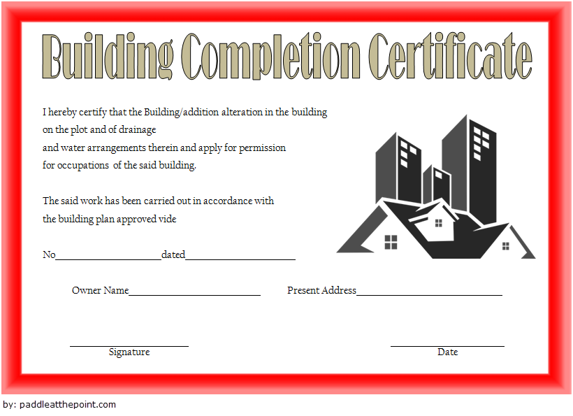 Certificate of Construction Completion Template Free (Just Add 2024 Magic) for building, insurance, Microsoft Word, PDF, editable, printable format.