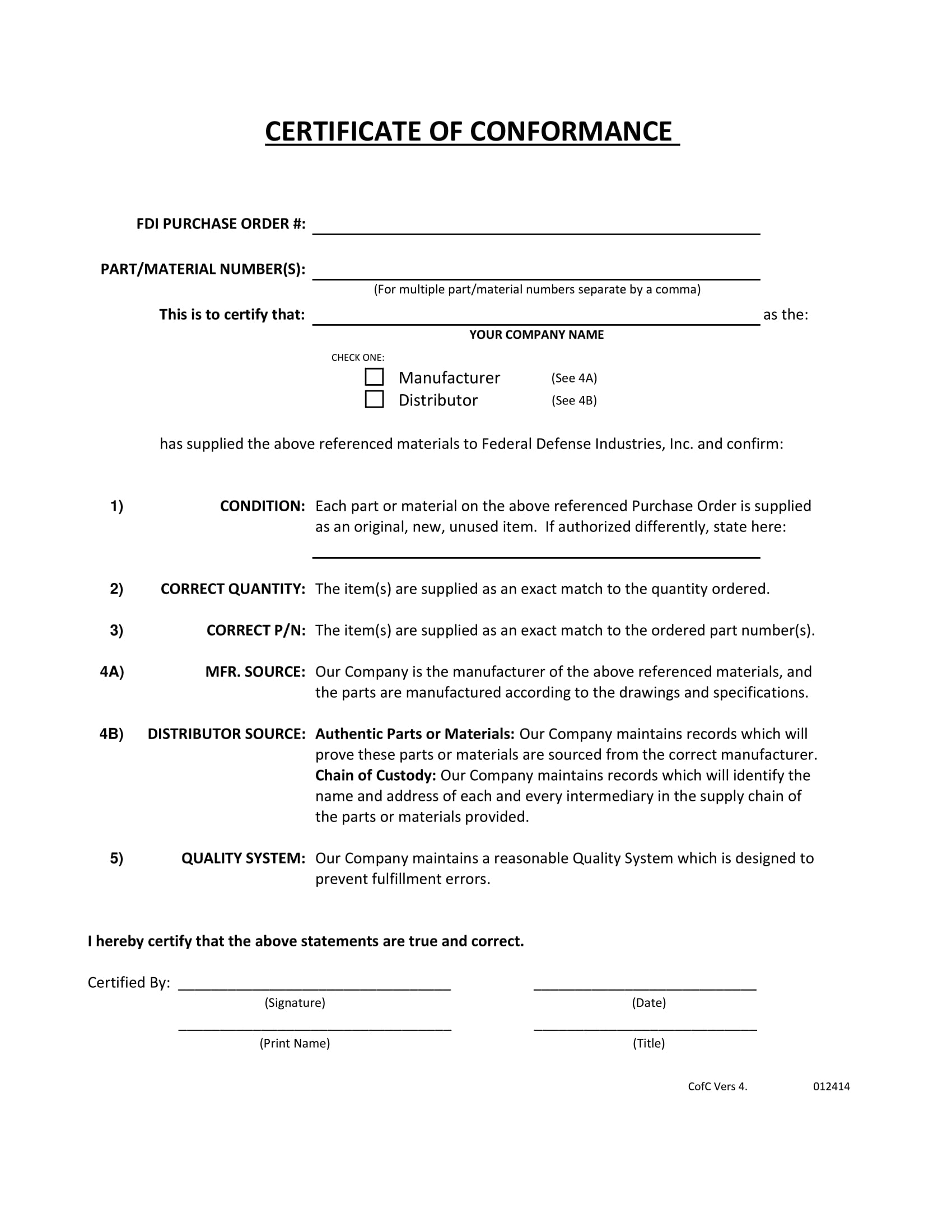 Certificate of Compliance Manufacturing Template Free Printable (Stay Ahead of 2024 Regulations): PDF, Microsoft Word, CoC, conformance, form.