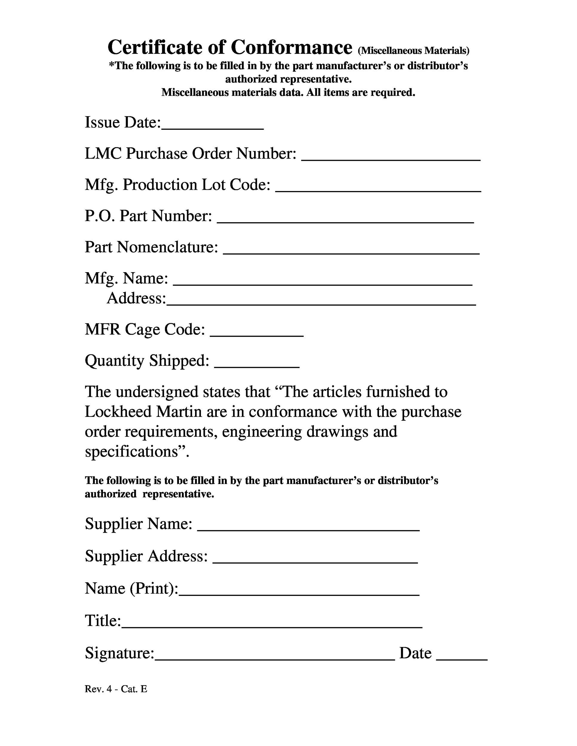 Certificate of Conformance Template Free Printable (70% Simplifying Compliance): customizable, PDF, Microsoft Word, Excel, manufacturing, conformity.