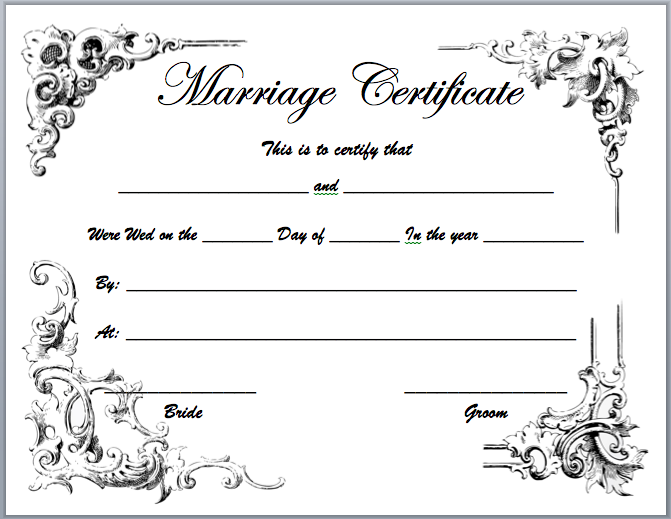 Virtual Marriage Certificate Template Free Download (98% Wedding in The Clouds): Microsoft Word, PDF, printable, customizable, online.