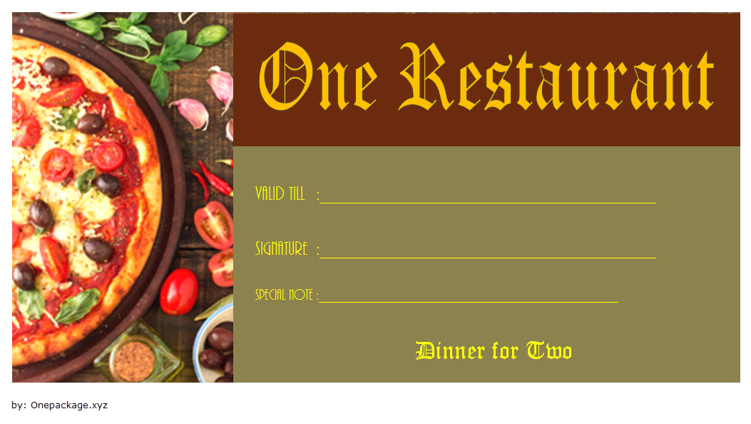 Read more about the article Dinner for Two Gift Certificate Template Free (90% Romance on a Plate)