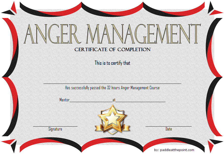 Free Printable Anger Management Certificate of Completion (2024 Cooling The Flames): class, course, training, Microsoft Word, PDF, fillable.