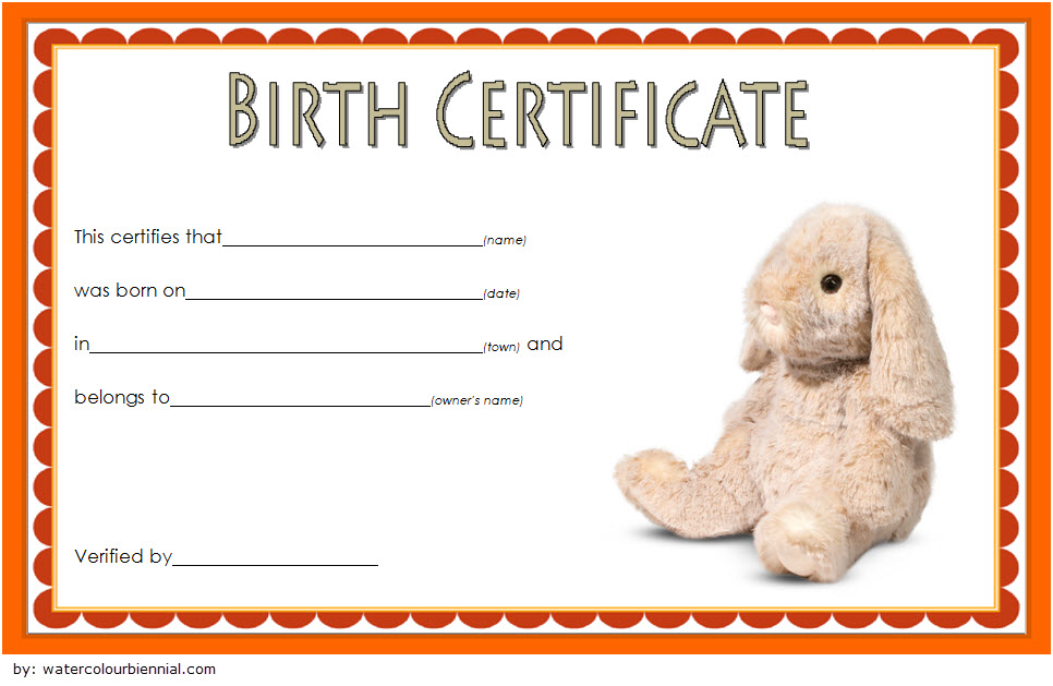FREE Stuffed Animal Birth Certificate Template (Giving Life to 101 Fluffy): pet, toy, editable, printable, Microsoft Word, PDF format, customizable.