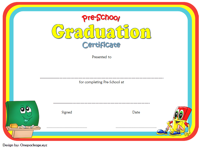 Preschool Graduation Certificate Free Printable (2024 Cute and Colorful Design): Microsoft Word, PDF, editable, customizable, completion, template.