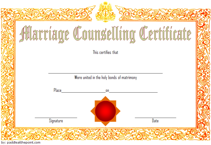 Read more about the article Free Printable Marriage Counseling Certificate Template (100% Proof of Love)