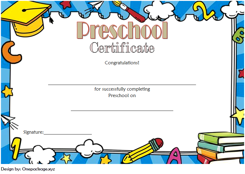 Preschool Diploma Certificate Free Printable (100% Well-Deserved Honor): Microsoft Word, PDF, graduation, completion, customizable template.