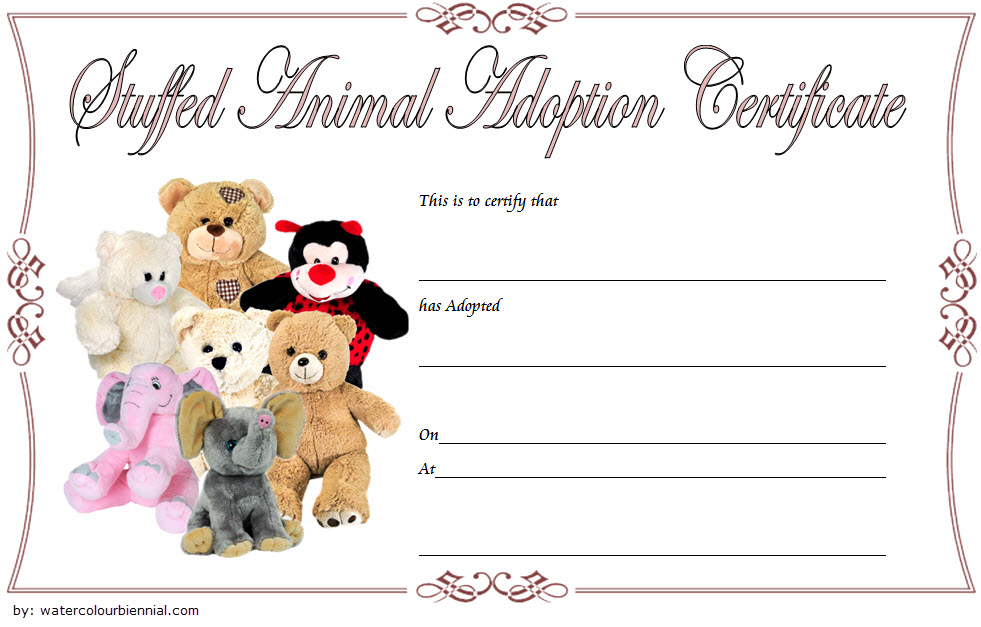 Stuffed Animal Adoption Certificate Template Free Editable (Goodby 2024 Loneliness): Microsoft Office Word, pet, PDF, toy, teddy bear, customizable.
