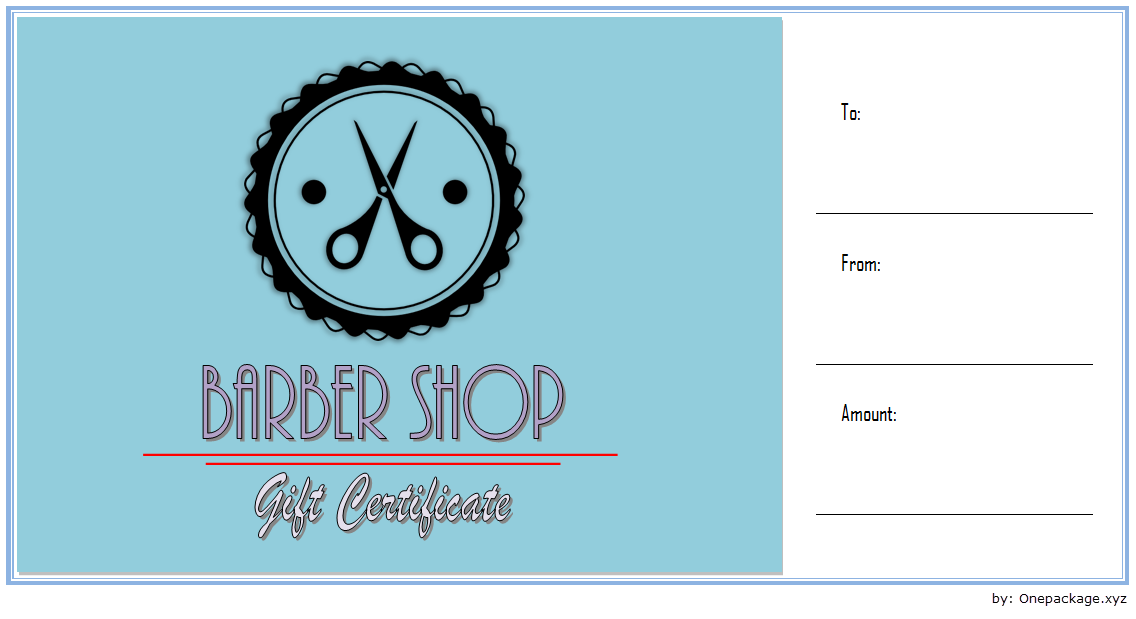 Barber Shop Gift Certificate Template Free Download (2024 Sharp Cuts): Microsoft Word, PDF, editable, printable, customizable, haircut, hair salon.