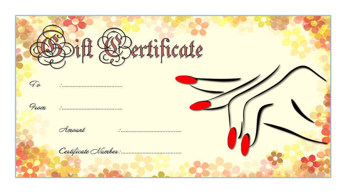 Free Printable Manicure Gift Certificate Template (Polish Your 3rd Day): Microsoft Word, PDF, pedicure, nail, salon, spa, editable, customizable.