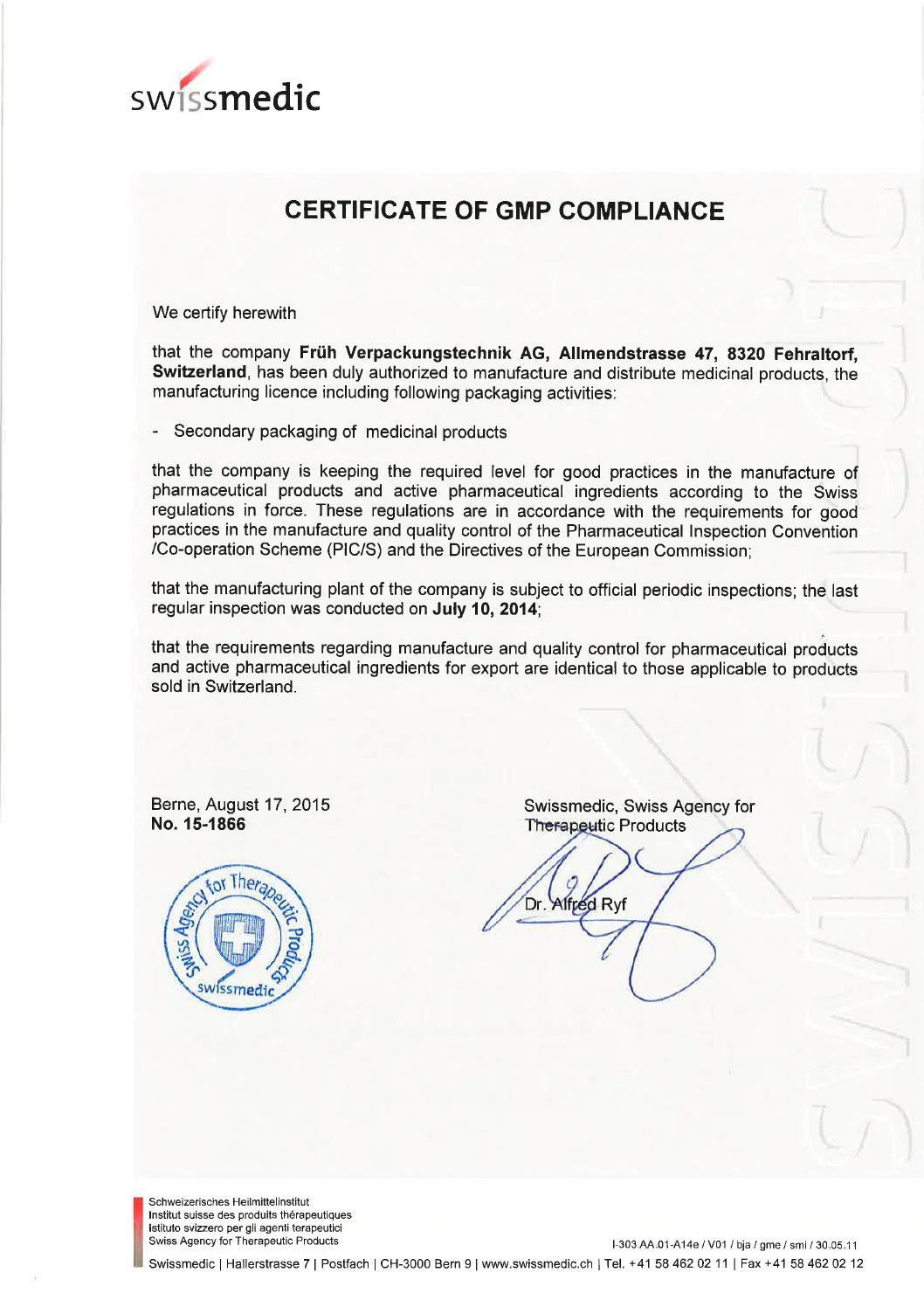 FREE Certificate of GMP Compliance Template (100% Seal Approval)